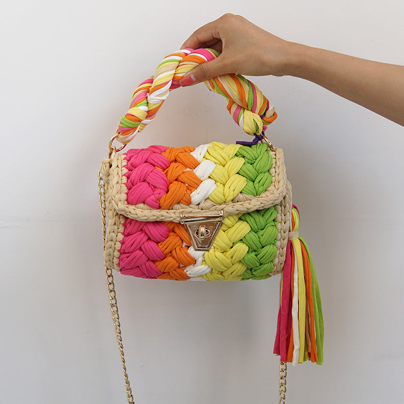 Handmade Braided Cloth Strip Bag