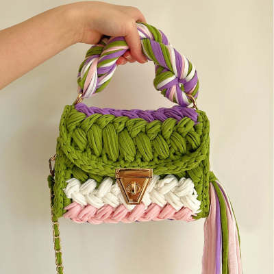 Handmade Braided Cloth Strip Bag