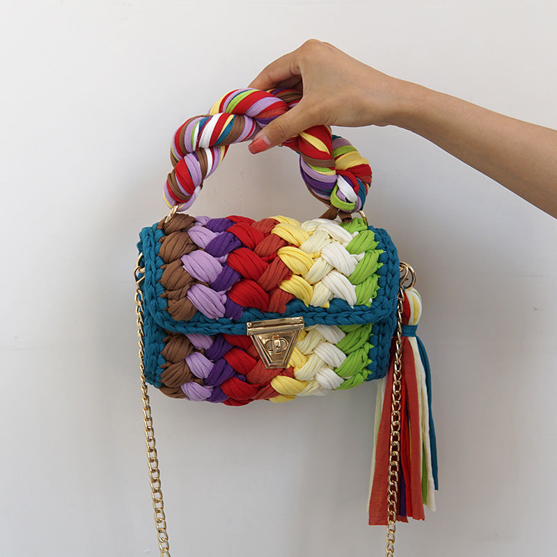 Handmade Braided Cloth Strip Bag