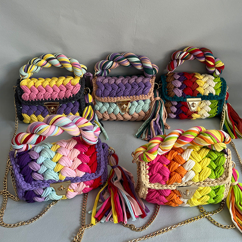 Handmade Braided Cloth Strip Bag