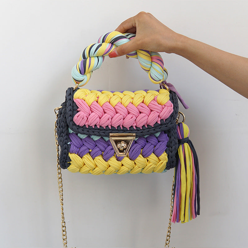 Handmade Braided Cloth Strip Bag