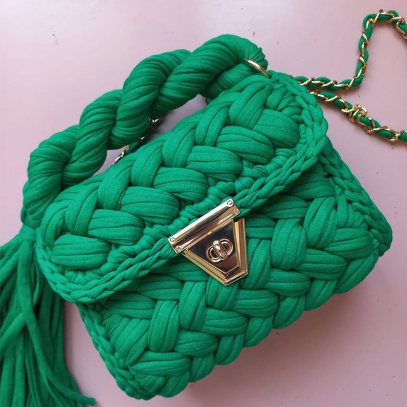 Handmade Braided Cloth Strip Bag
