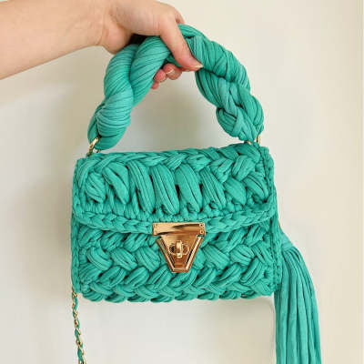 Handmade Braided Cloth Strip Bag